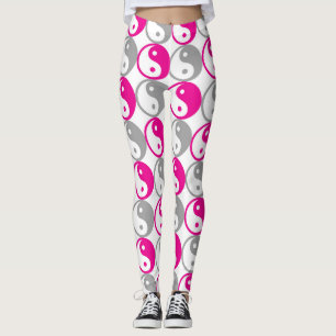 Leggings Patrón yin yang rosa y gris