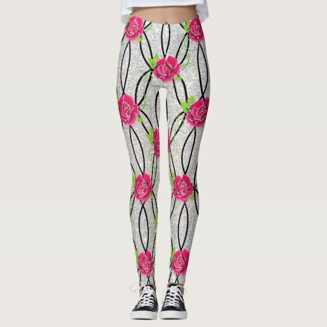 Leggings Patrón Zig Zag, flor (Anverso)