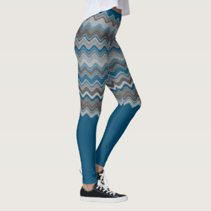 Leggings Patrón Zigzag Gris Gris Gris Gris Blue Ocean