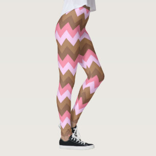 Leggings Patrón ZigZag rosa y marrón