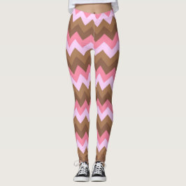 Leggings Patrón ZigZag rosa y marrón