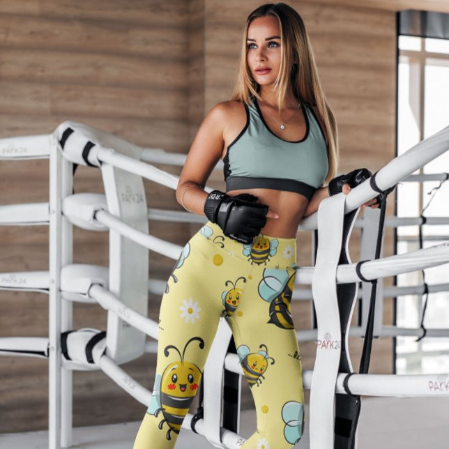 Leggings Patronato floral de abejorros amarillos | Piernas (Subido por el creador)