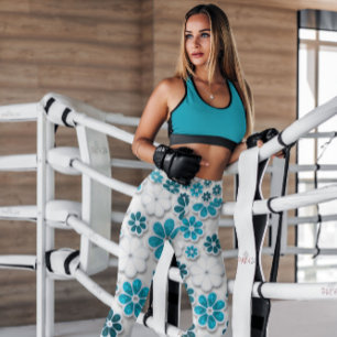 Leggings Patroneado con flores azules de Groovy de los años