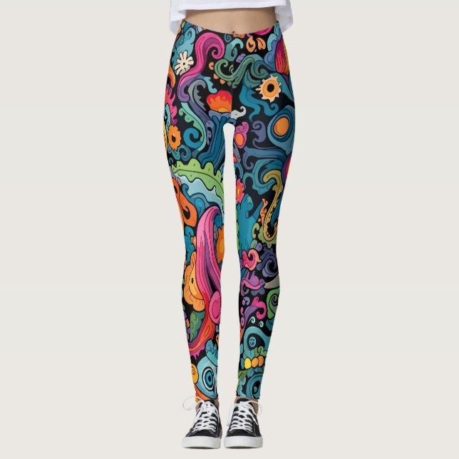 Leggings Patrones de colores vivos (Anverso)