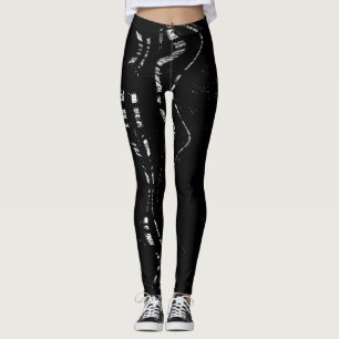 Leggings Patrones de mármol blanco y negro angustiados ún