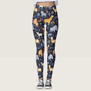 Leggings Patrones de papel digital de animales silvestres