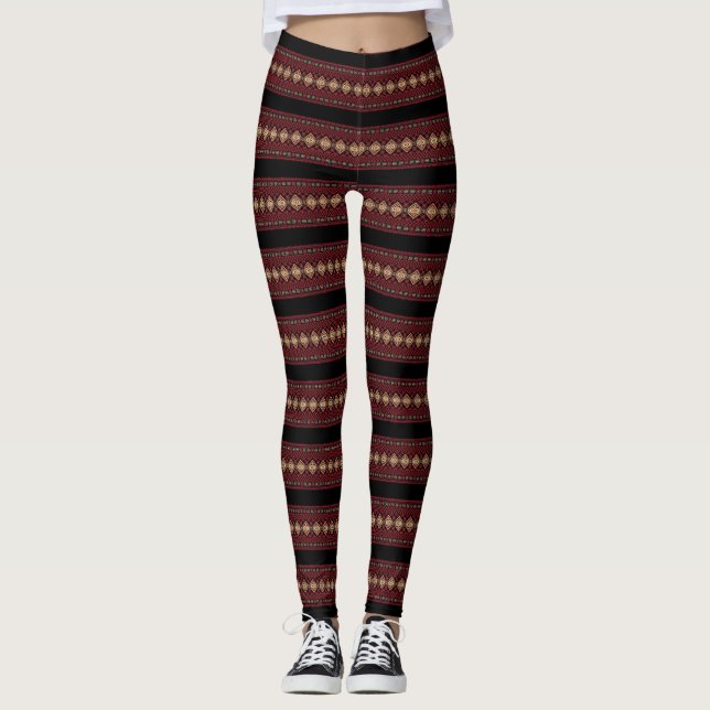 Leggings Patrones de rayas ucranianas decorativas lindas (Anverso)