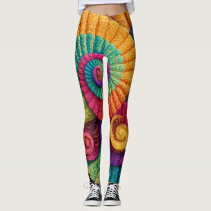 Leggings Patrones de resumen de espiral vibrante