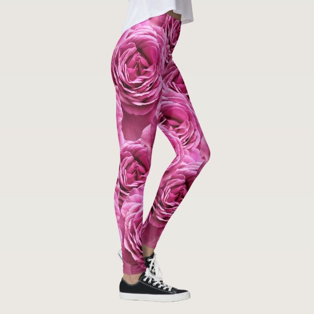 Leggings Patrones de rosas rosados y morados (Derecha)