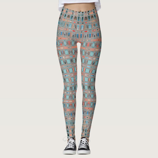 Leggings Patrones de tonos rosa azul tierra (Anverso)