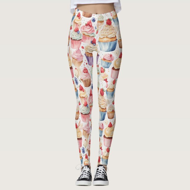 Leggings Patrones digitales de crema y pastel (Anverso)