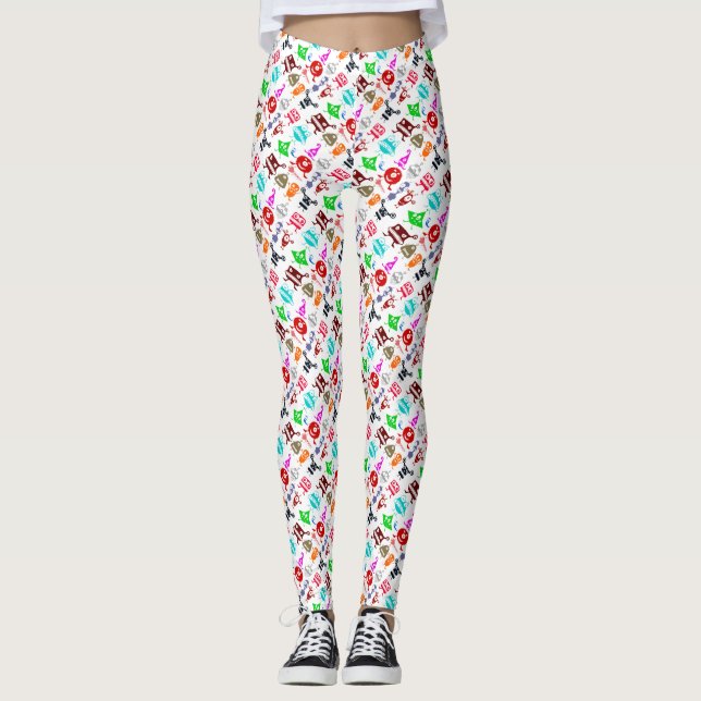 Leggings Patrones divertidos de monstruos coloridos lindos (Anverso)