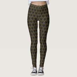 Leggings Patrones florales marrones, verdes y crema dispers