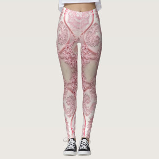Leggings Patrones intrincados y giratorios de encaje rosa b