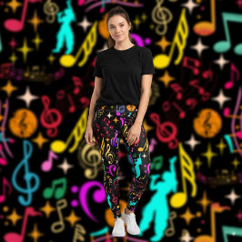 Leggings Patrones vibrantes de notas musicales
