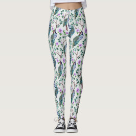 Leggings Pavo real en árbol floreciente