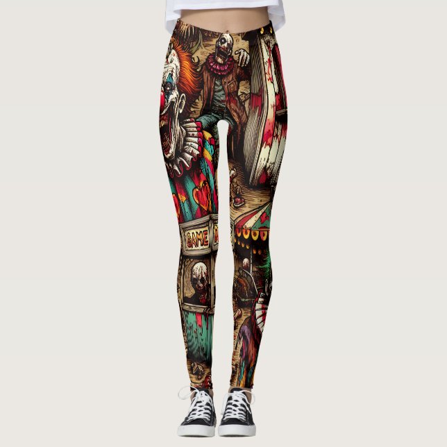 Leggings Payaso de Carnaval espeluznante Zombie Halloween (Anverso)