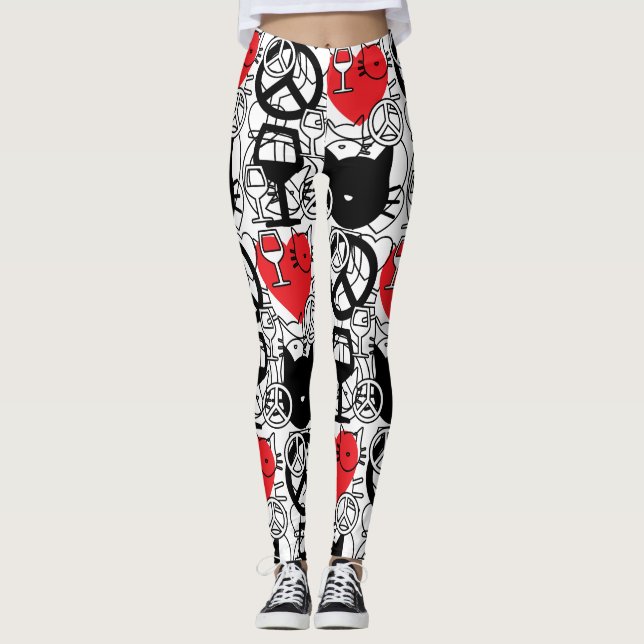 Leggings Paz, amor, vino y gatos (Anverso)