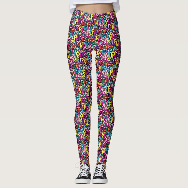 Leggings Paz, amor y flores (Anverso)