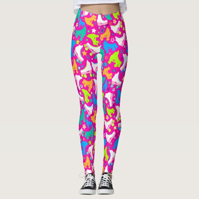Leggings Pcteres de ruedas retros Brights de neón en rosa (Anverso)