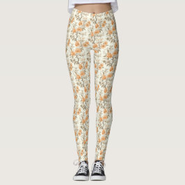 Leggings Peach Blossom Floral de estilo vintage