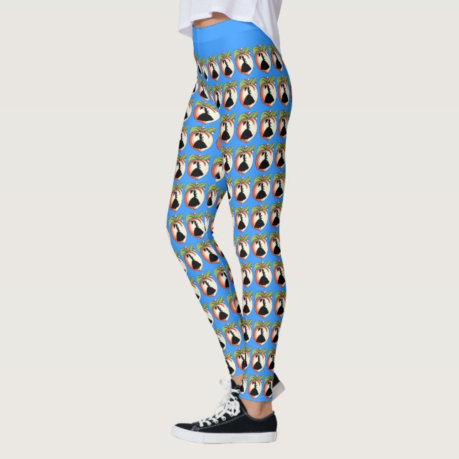Leggings Peach Green Leaves Southern Bell Lady Parasol Blue (Izquierda)