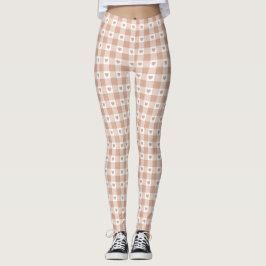Leggings Peach Plaid Heart Gingham Retro Color