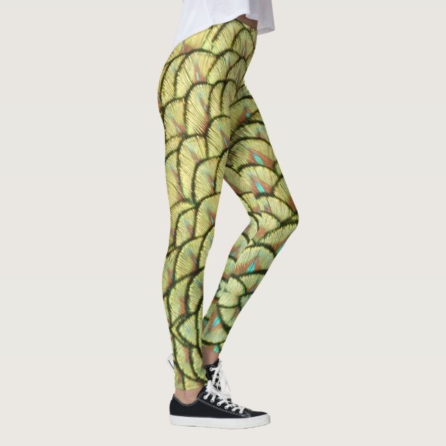 Leggings Peacock Feathers Yellow Pattern Leging (Derecha)