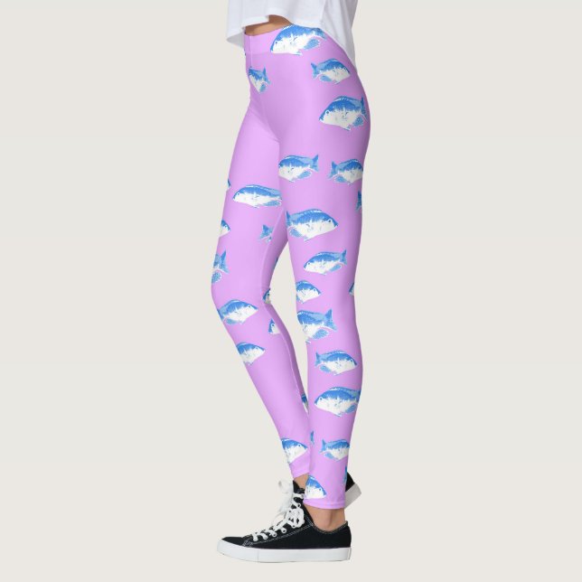 Leggings Peces azules en lila (Izquierda)