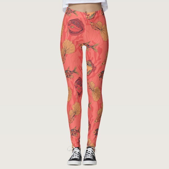 Leggings Peces con fondo de coral vivo (Anverso)