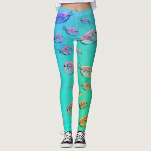 Leggings Peces tropicales en el arte marino Leyendas de ver