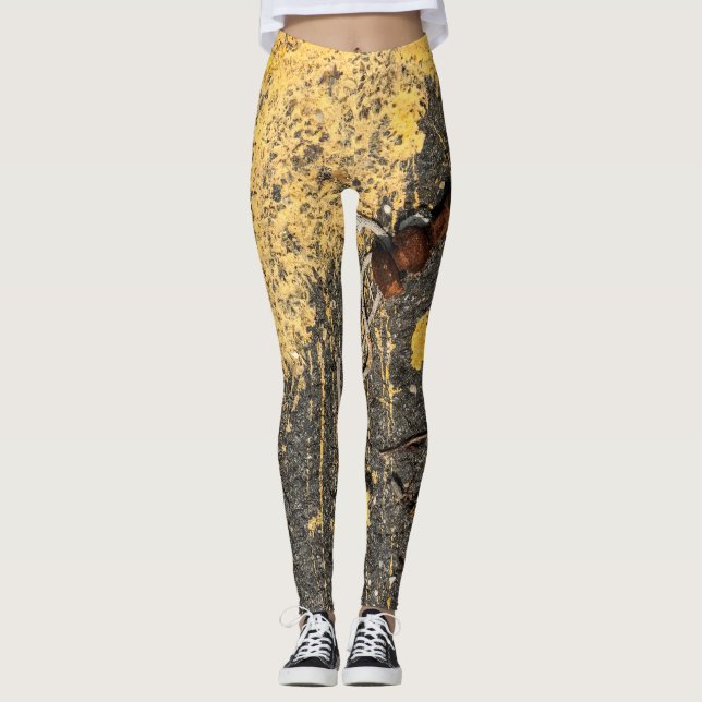 Leggings Pedazos amarillos de la pintura y del hierro (Anverso)