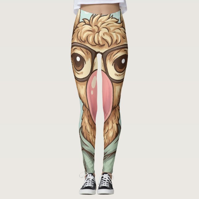 Leggings Pegatina de Llama Hipster Adorable (Anverso)