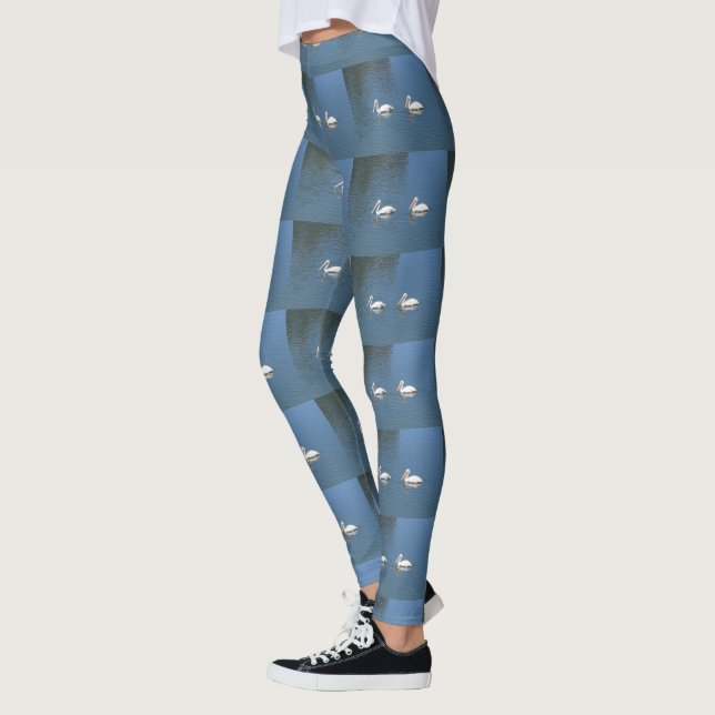 Leggings pelícano blanco sobre azul (Izquierda)