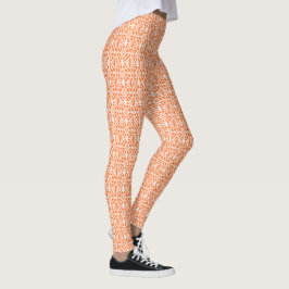 Leggings Pelo naranja Con Patrón De Lazo De Crochet Blanco