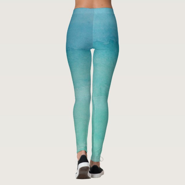 Leggings Pendiente del ombre de las azules turquesas para (Reverso)