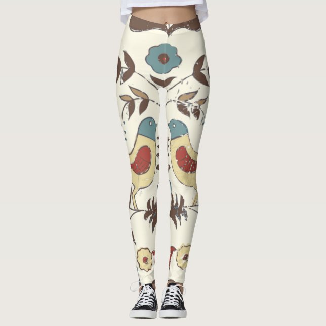Leggings Pennsylvania Dutch Amish Hex Rótulo Bird Americana (Anverso)