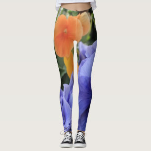 Leggings Pensamientos púrpuras y anaranjados con la foto