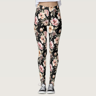 Leggings Peonías acuarela con lavado pastel