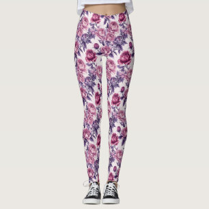 Leggings Peonías y Rosas rosas y moradas