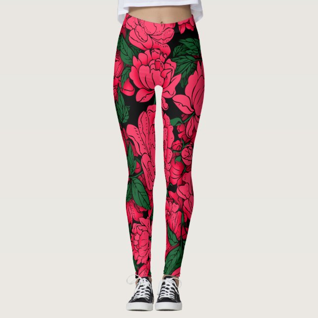 Leggings Peonies rojos (Anverso)