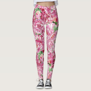 Leggings Peonies rosados de la acuarela