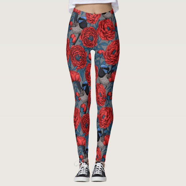Leggings Peonies y wrens (Anverso)