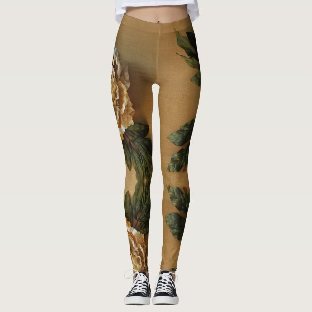 Leggings Peony antiguo del oro (Anverso)