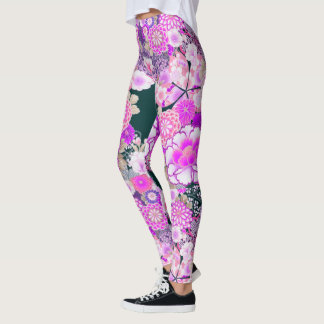 Leggings Peony de FLORES BLANCOS ROSAS, Rosas floridos japo
