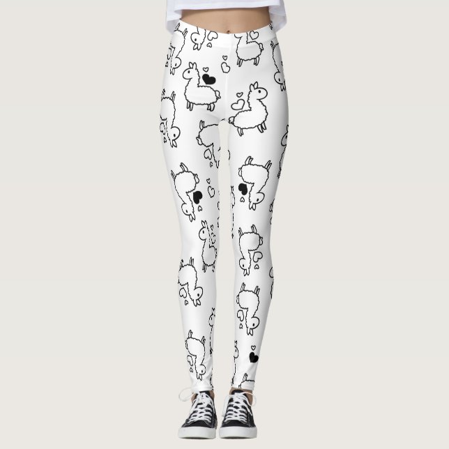 Leggings Pequeña locura de la silueta de la llama (Anverso)