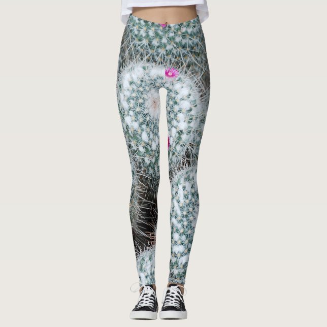 Leggings Pequeñas flores rosas cactus Plantas (Anverso)