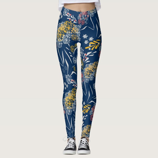 Leggings Pequeñas flores sin solera adorables patrón floral (Anverso)