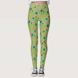 Leggings Pequeñas Moléculas retro lúgubre Verde azul