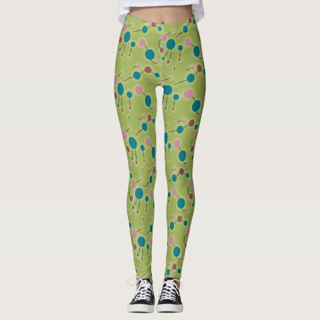 Leggings Pequeñas Moléculas retro lúgubre Verde azul (Anverso)